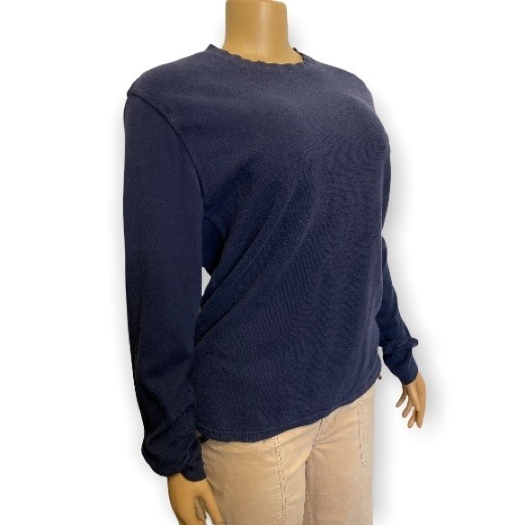 POLO Ralph Lauren Waffle Knit Crew Neck Thermal Long Sleeve Blue size L - Picture 7 of 9